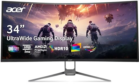 acer Nitro 34 Inch 1000R 21:9 Curved Zero-Frame QHD 3440 x 1440 Gaming Monitor | AMD FreeSync Premium | Up to 120Hz Refresh | 1ms VRB | Two Display Port 1.2 & Two HDMI 2.0 Ports | EDA343CUR J0bmiippx