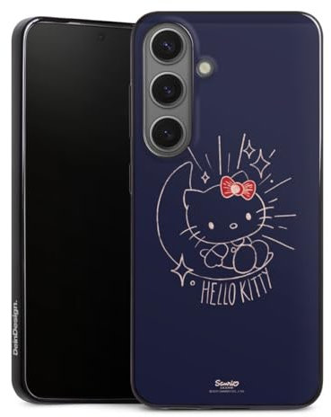 Slim Case extra dünn kompatibel mit Samsung Galaxy S25 Silikon Handyhülle schwarz Hülle Hello Kitty Mond Katze