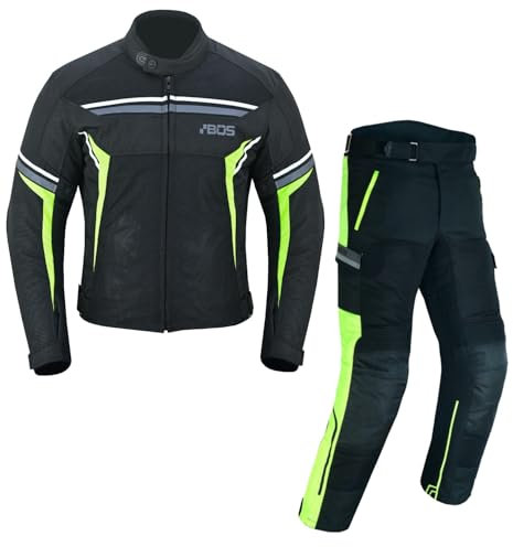 BOSmoto Motorrad Textil Kombi,Herren Motorrad Textil Kombi Kombi – Jacke + Hose für den Sommer,Motorrad Textil Jacke und Hose,MotorradKombi,Motorrad Jacke und Hose (GREEN, S)