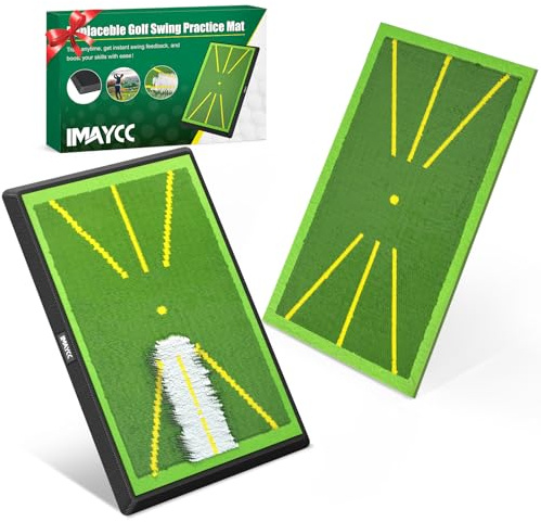 IMAYCC Golfmatte 2-Teilig Austauschbar – Übungsmatte mit Rutschfester Gummibasis für Schlagbahn-Analyse (Swing-Training) – Indoor & Outdoor Golfanfänger, Erwachsene & Kinder