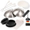 eluno Burger-Set 6tlg. inklusive Burgerpresse mit Burgerpapier, Grillwender, Zwei Burgerhauben und Vier Grillspießen, perfekt geeignet für den Grill, Plancha oder Pfanne, aus rostfreiem Edelstahl
