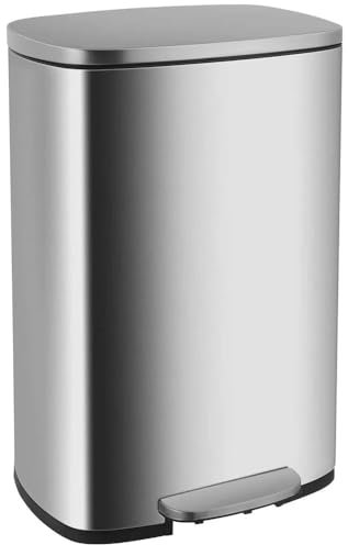 WHARGTSL Poubelle de Cuisine en Acier Inoxydable Anti-Traces de Doigts, capacité de 50 litres, Fit for Seau intérieur Amovible et couvercles Fit for charnières.