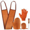 Kit de Aplicador de Bronceado Automático, 5 en 1 con Guante Autobronceador, Aplicadores De Espalda Bronceado, Guante Exfoliante, Mini Guante Facial y Brocha de Maquillaje, Reutilizables, Marrón