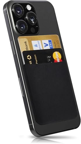MyGadget Porte Cartes - Anti signaux RFID - Pochette adhésive élastique pour Smartphone & Coque - Wallet Universel pour Papiers & Fourre Tout - Etui Noir