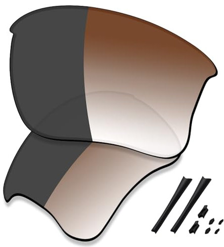 Saucer Hochwertige Ersatzgläser und Gummi-Sets für Oakley Flak Jacket XLJ OO9009 Sonnenbrille, Brauner Farbverlauf, grau, photochrom, nicht polarisiert, Einheitsgröße