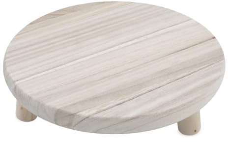 Spetebo Holz Blumenhocker Natur mit 3 Beinen - 29 x 7 cm - Massivholz Pflanzenständer rund naturbelassen - Dekohocker Blumenständer Pflanzenpodest Blumenteller Mini Beistelltisch