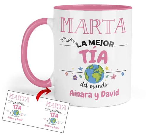 Kembilove Taza Tía Personalizada | Regalo para Tia original | Detalle Personalizable Cumpleaños Navidad Amigo Invisible Familia | Tazas personalizadas tias | Cerámica 350 ml