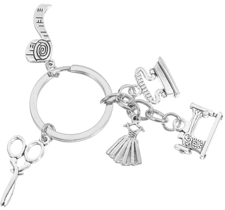 HEALSOPTHY Eleganter Näher Schlüsselanhänger Metallanhänger Mit Nähmaschine Schere Maßband Motiv Robuster Taschenanhänger Für Modebegeisterte Leicht Und Kompakt Als Geschenk Und Accessoire