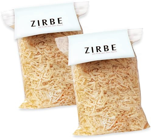 2 x Zirbenspäne 125g / 3 Liter - 2er Set - Zirbenflocken (2x-Zirben-3L) | Zirbenflocken Nachfüllpack - Füllung für Zirbenkissen, gesiebt und luftgetrocknet