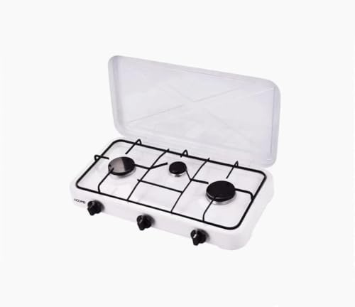 Kovalmax® Fornello a gas gpl cucina da campeggio casa 3 fuochi piastra bianco