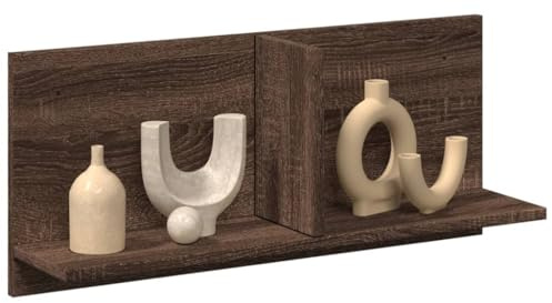 Holamys Wandschrank 70x16,5x30 cm, Braun Eichen-Optik Holzwerkstoff, Wandmontage für Küche, Bad, Wohnzimmer, platzsparende Hängevitrine