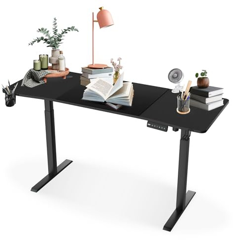 HENGMEI Schreibtisch Höhenverstellbar 120 x 60 cm Computertisch Stehschreibtisch, Gaming Tisch Bürotisch Studien-Laptoptisch Schreiben Tisch mit Kabel Management Tray und Kopfhörerhaken(Schwarz)