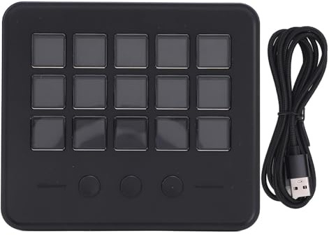 FAUOSWUK Stream Controller, 15 Anpassbare LCD-Tasten, Makro-Tastatur mit Kompakter Größe und Geringem Gewicht, für OBS PC Discord Streaming Workflow