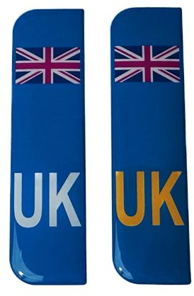 2 x Domed Union Jack UK Vehicle Number Plate Stickers - High Gloss Gel 108mmx29mm