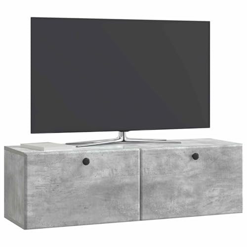 vidaXL Wandmontierter TV-Schrank 98 x 31 x 30 cm Betongrau, Wohnzimmeraufbewahrung, moderner Schrank, Wand-TV-Ständer, rechteckiges Design, viel Platz, praktische Möbel