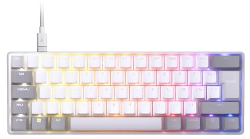 Corsair Clipper Pro Mini 60 Clavier Gaming FPS à Effet Hall – Blanc | Disposition AZERTY FR, Rapid Trigger, SOCD, 8 000 Hz, Actionnement Réglable, IP57 Étanche, Filaire, RGB, Pour PC et Mac