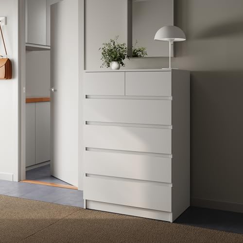 Home Collective Kommode Sideboard Schubladenkommode Highboard | viel Stauraum mit 6 Schubladen | Schubladenschrank für Schlafzimmer Wohnzimmer Flur Büro | Möbel Organizer | 80x120x50 cm | weiß