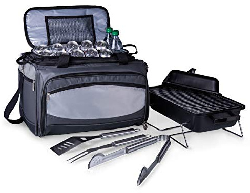 ONIVA - a Picnic Time brand Buccaneer Portable Charcoal Grill & Cooler Tote, (Black with Gray Accents)