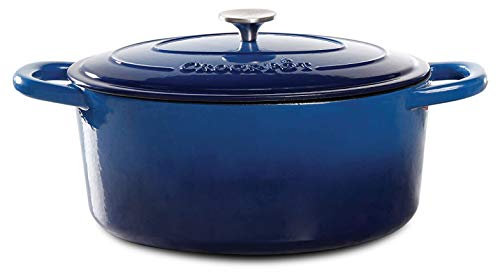 Crock Pot Artisan Schmortopf aus emailliertem Gusseisen, oval, 7 l, Saphirblau