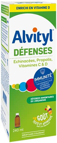 Alvityl - Sirop Défenses Immunitaires - Echinacées, Propolis, Vitamines C & D - Dès 3 ans - 240 ml
