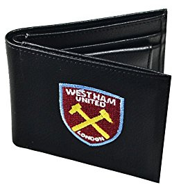 West Ham United FC Brieftasche - Offizieller Fußballverein, Schwarz, Leder, Brieftasche, Fußballfans, Klassisch, Fußballverein-Emblem
