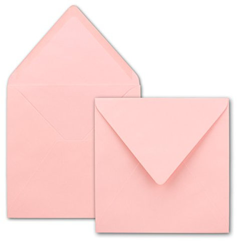 100x Enveloppes carrées roses - 15,5 x 15,5 cm - sans fenêtre, à collage humide - 110 g/m² - Pour les cartes d'invitation de mariage, d'anniversaire et autres -Serie FarbenFroh