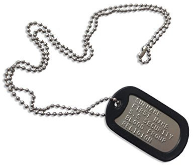 ANDREW'S E-STORE - Militärische Dog Tag - EIN personalisierte Erkennungsmarke im Armeestil mit Stahl Kugelkette 66cm