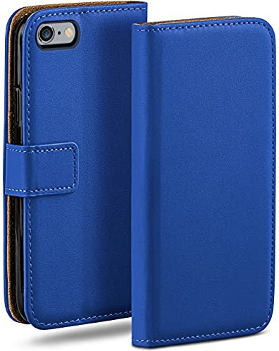 moex Book Case für iPhone 6s Plus / 6 Plus Handyhülle mit Kartenfach, Hülle klappbar 360 Grad Schutzhülle, Klapphülle Flip Case Cover, PU Leder Handytasche Lederhülle, Blau