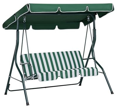Beliani Stilvolles Hollywoodschaukel für Garten in Streifen weiß/grün Chaplin