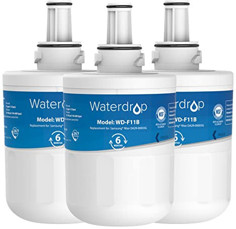Waterdrop DA29-00003G Fridge Water Filter, Compatible with Samsung® Aqua Pure Plus DA29-00003G DA29-00003B DA97-06317A DA61-00159A HAFCU1/XAA HAFIN2/EXP APP100, Package May Vary (3)