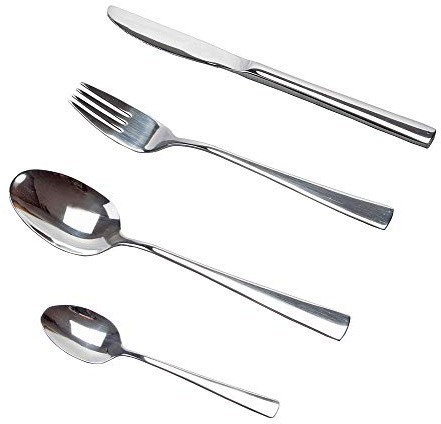 SSW Scala Besteck-Set aus rostfreiem Edelstahl hergestellt, pflegeleicht, spülmaschinengeeignet, 6 Messer, 6 Gabeln, 6 Tafellöffel, 6 Kaffeelöffel, 24-teilig, 912061