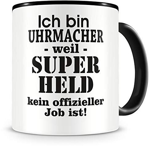 Samunshi® Uhrmacher Tasse mit Spruch Geschenk für Uhrmacher Mann Frau Kaffeetasse groß Lustige Tassen zum Geburtstag schwarz 300ml