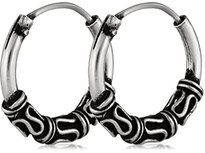 NKlaus Silber Paar 925er Sterlingsilber Ohrringe Keltische Creolen Gothic Celtic Ohrpiercing 14mm 5041