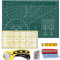 Kit Tapis de Découpe A3 Ensemble Cutter Rotatif 45mm Ruban à Mesurer 300cm Pince Plastique (Lot de 20) épingles (50 pièces), 6 Pièces de Patchwork Kit Pour Une Couture Précise,Cuir