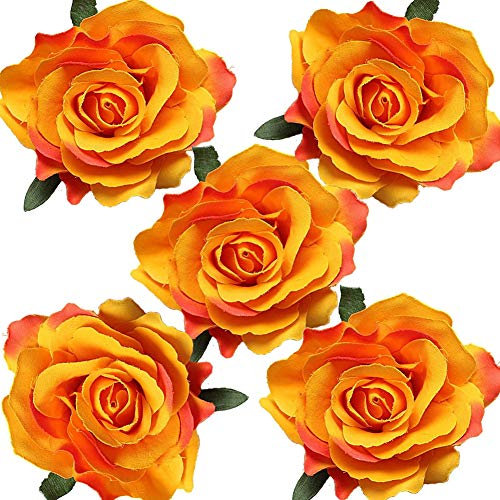 SCF2017 5 Stück Rose Blume Haarspange Haarspange Brosche Braut Hochzeit Brautjungfer Party Zubehör (Orange)