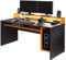 FORTE TEZAUR Gaming Schreibtisch mit LED Beleuchtung, Holzwerkstoff, Schwarz matt kombiniert mit Orange, 94 x 160 x 69 cm