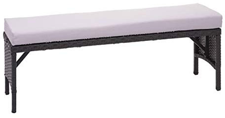 Mendler Poly-Rattan Sitzbank HWC-G16, Gartenbank Rattanbank, Gastronomie 112cm - schwarz, Kissen hellgrau