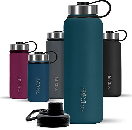 720°DGREE Borraccia termica 1 litro noLimit - Bottiglia acqua termiche in acciaio inox - Senza BPA - Borracce perfetto per bevande (950ml) calde, fredde, università, ufficio, all'aperto +2 Coperchi