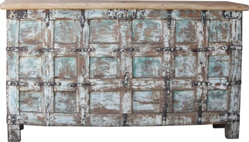 Vintage Holzbox, Holztruhe, Couchtisch aus Massivholz, verziert, Modell 58