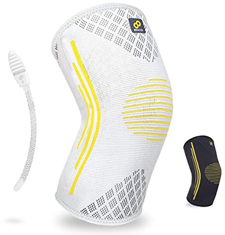 Bracoo Kniebandage, Knie bandage mit Stabilisatoren für Männer Damen, Ideal für Laufen, Sport, Gym, Gelenkschmerzen, Fitness, Joggen, Basketball, Arthritis, Verletzungen,1 Pcs, KE92, Grau, L