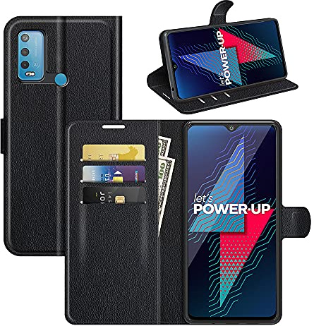 Fertuo Hülle für Wiko Power U30, Handyhülle Leder Flip Case Tasche mit Standfunktion, Kartenfach, Magnetschnalle, Silikon Bumper Schutzhülle Cover für Wiko Power U30, Schwarz