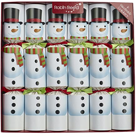 Robin Reed 6 x 13 inch Handmade Christmas Crackers- RACING SNOWMAN with race game inside - 72136