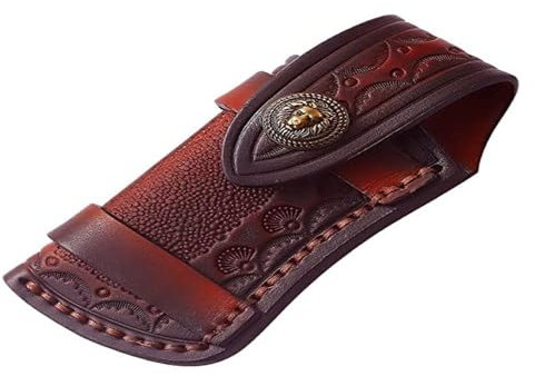 NA Gürtelholster für Klappmesser und Taschenmesser, Echt Leder-Etui, Outdoor Leder Jagdmesser Tragbare Beutel, Faltender Gürtelmesser Schutzhülle Tasche, Fixed Blade Knife Sheath