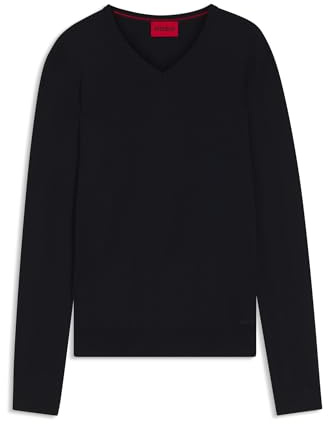 HUGO Herren San Vredo-M Pullover aus Schurwolle mit V-Ausschnitt