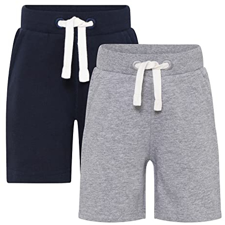 MINYMO Unisex Kids Basic Sweat (2-Pack) Casual Shorts, Dark Navy, 152 (2er Pack)