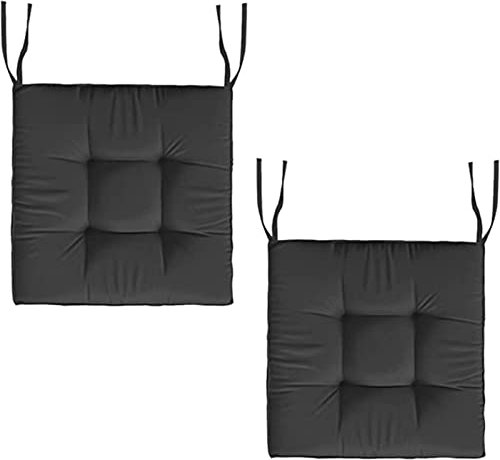 TOULIVER 2er Set Stuhlkissen40x40/45x45 cm Bequeme 7cm Polsterauflage Auflage für Stühle/Bänke in Haus und Garten Sitzkissen Sitzauflage Gartenkissen,Schwarz,18x18 inch