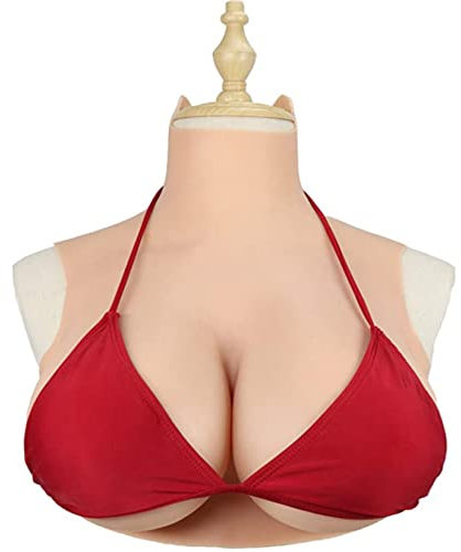 KUAW Silicone Breast Silicone Filled B Cup Silicone Gel Filled Silicone Breast Plates for Mastectomy Bras Crossdresser Man And Women Realistic Breastplate, Tan