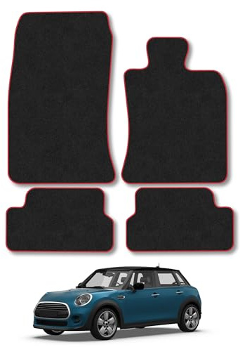 Mini Cooper (2008-2014) Carpet Car Mats | Red Edge Trim Tailored Fit Floor Mats Full Coverage Protection Accessories Easy Clean Anti Slip Made in the UK