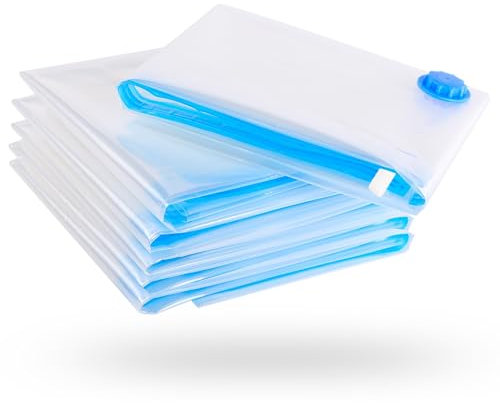 Die Vakuumbeutel für Kleidung und Bettdecken von figg (6er Set - 60x40cm*) - 6 Vakuumierbeutel inkl. 6 Etiketten - Staubsauger Vakuum Aufbewahrungsbeutel
