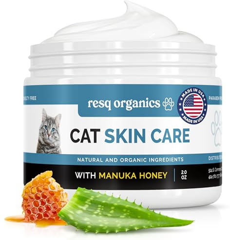 Cat Paw Balm Cat Cream 2 oz: Hot Spot Treatment for Cats Dermatitis, Mange Treatment, Cat Itchy Skin Relief for Dry Skin, Pet Wound Care, Natural Allergy Relief with Manuka Honey, Aloe Vera, Vitamin E